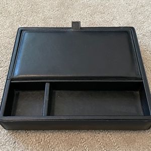 Coach black leather valet tray